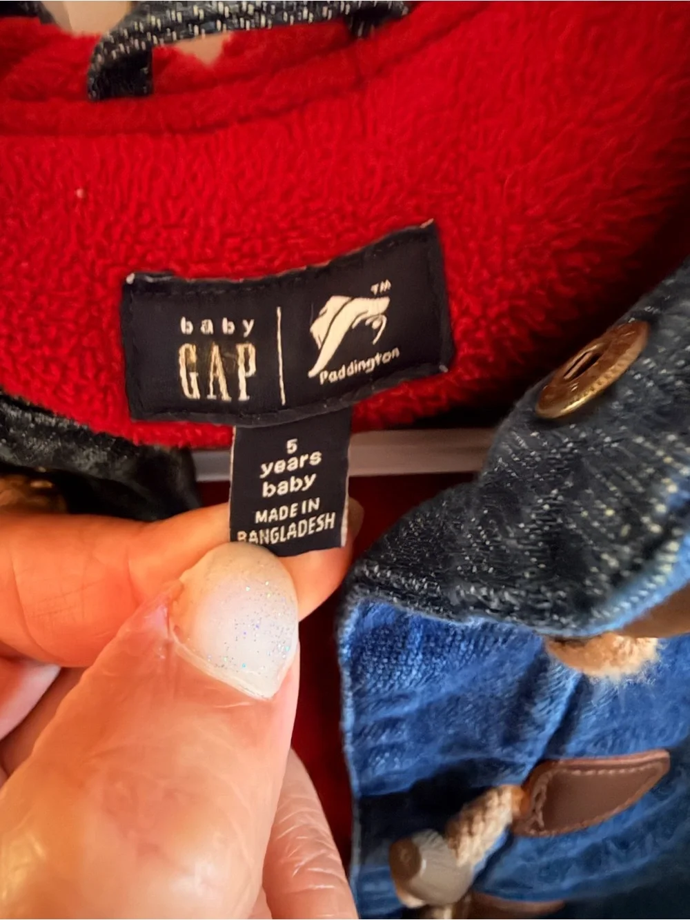 GAP X Paddington Kids Blue Denim coat with Red fleece Lining